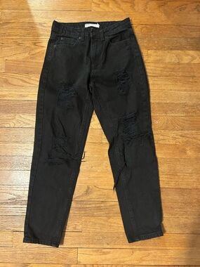 garage black distressed jeans
